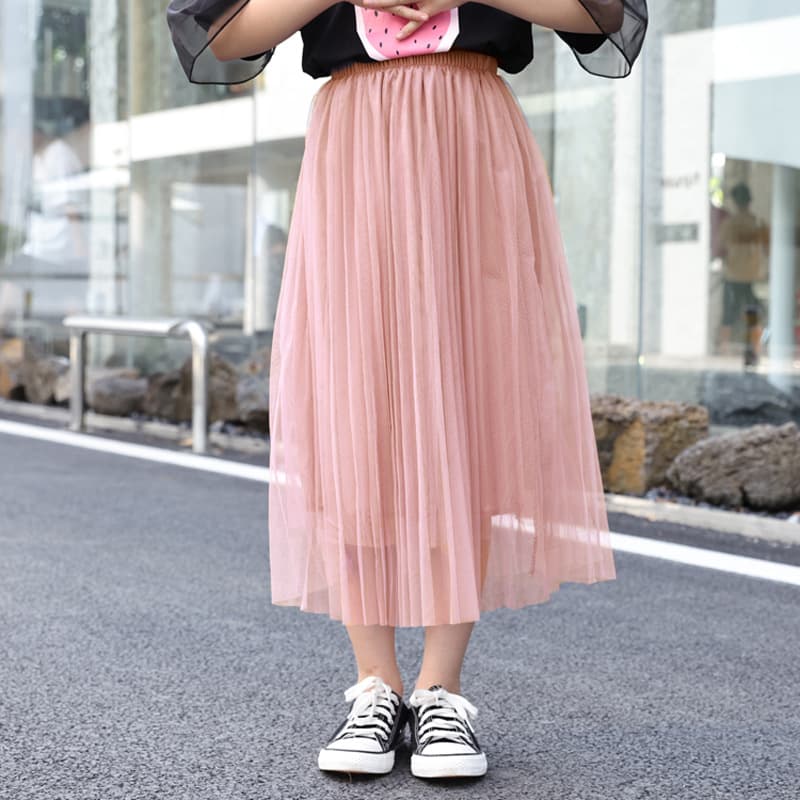 スカート ティアード ふんわりシフォンプリーツスカート