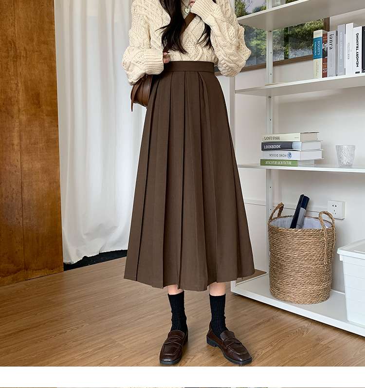 スカート ティアード ゆったりミモレ丈プリーツスカート