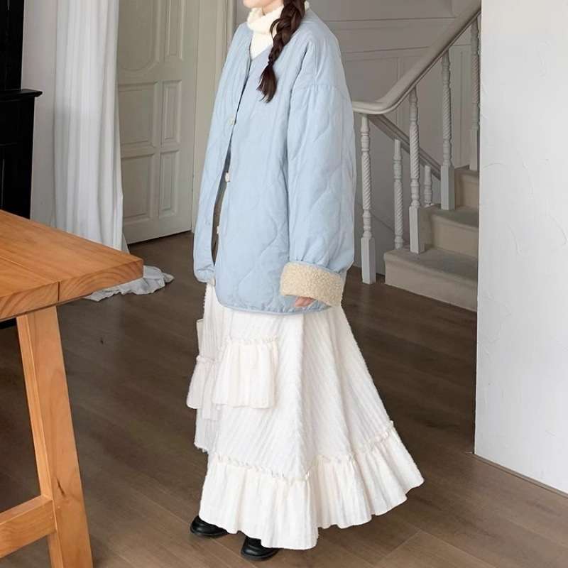 スカート ティアード ランダムフリルロングスカート