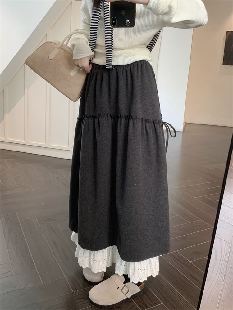 スカート ティアード ふんわりティアードロングスカート