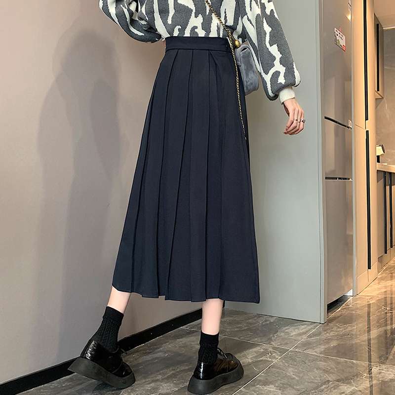 スカート ティアード ゆったりミモレ丈プリーツスカート