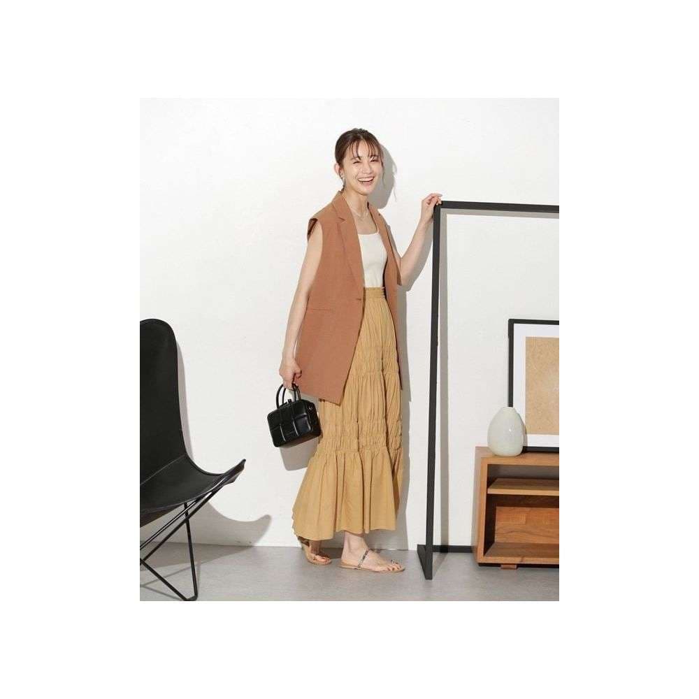 スカート ティアード ふんわりティアードロングスカート