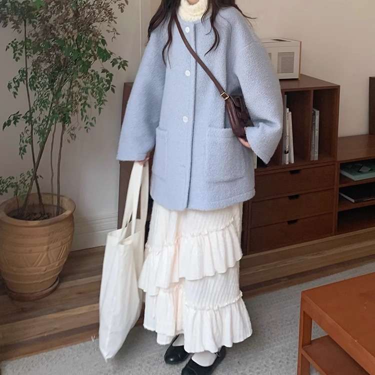 スカート ティアード ランダムフリルロングスカート
