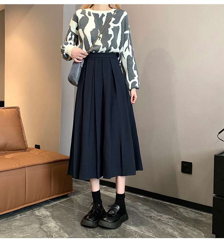 スカート ティアード ゆったりミモレ丈プリーツスカート