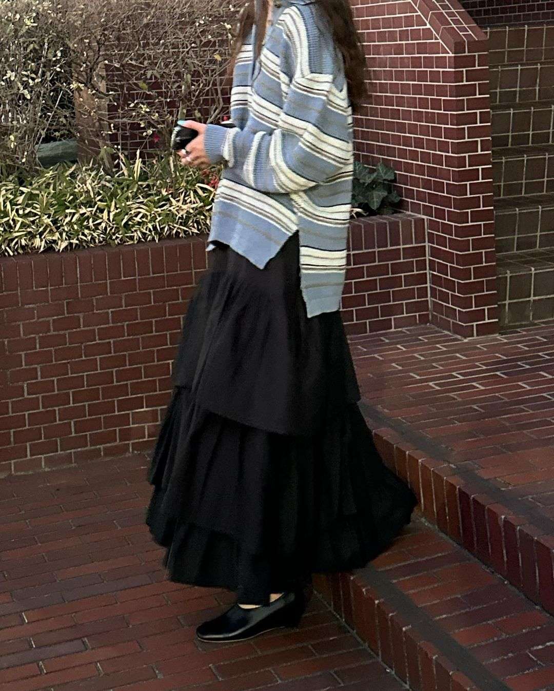 スカート ティアード ふんわりティアードフリルロングスカート