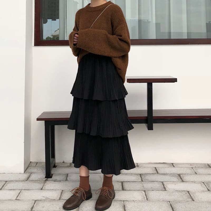 スカート ティアード ティアード重ね フレアラインスカート