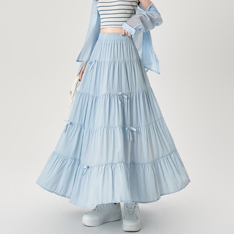 スカート ティアード ふんわりティアードロングスカート