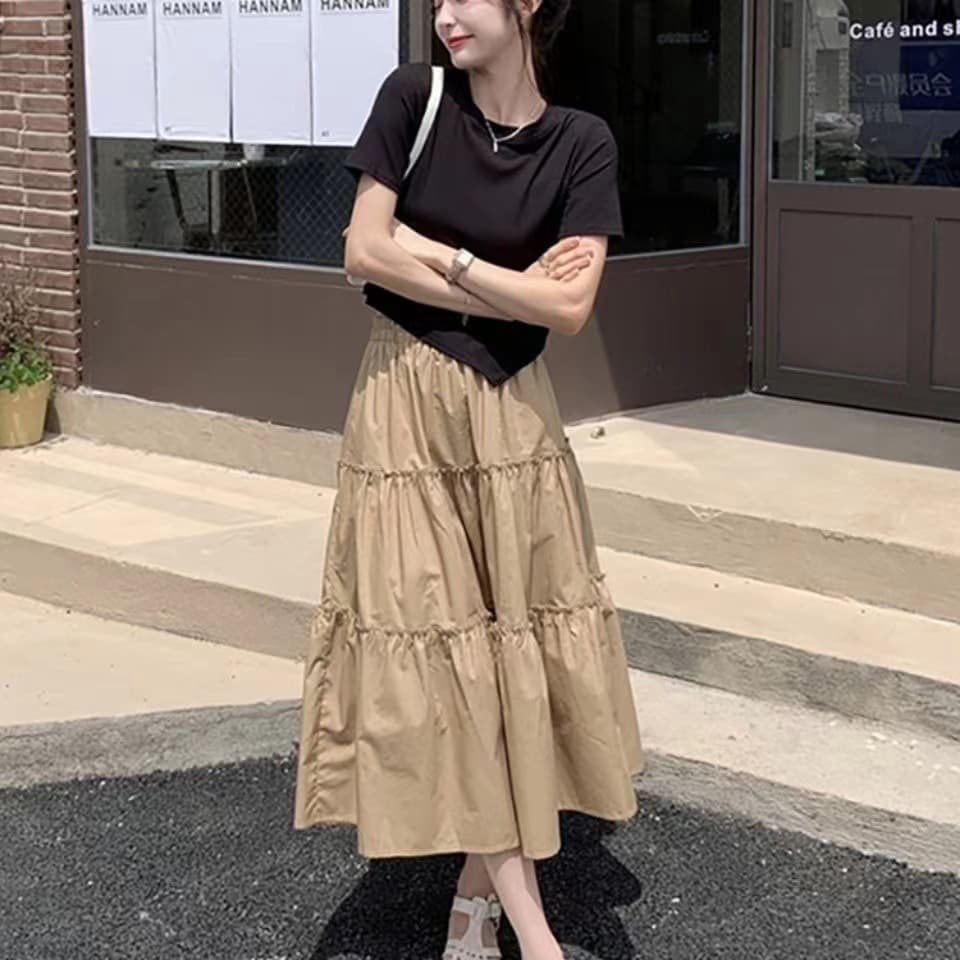 スカート ティアード なめらかギャザー ティアードスカート
