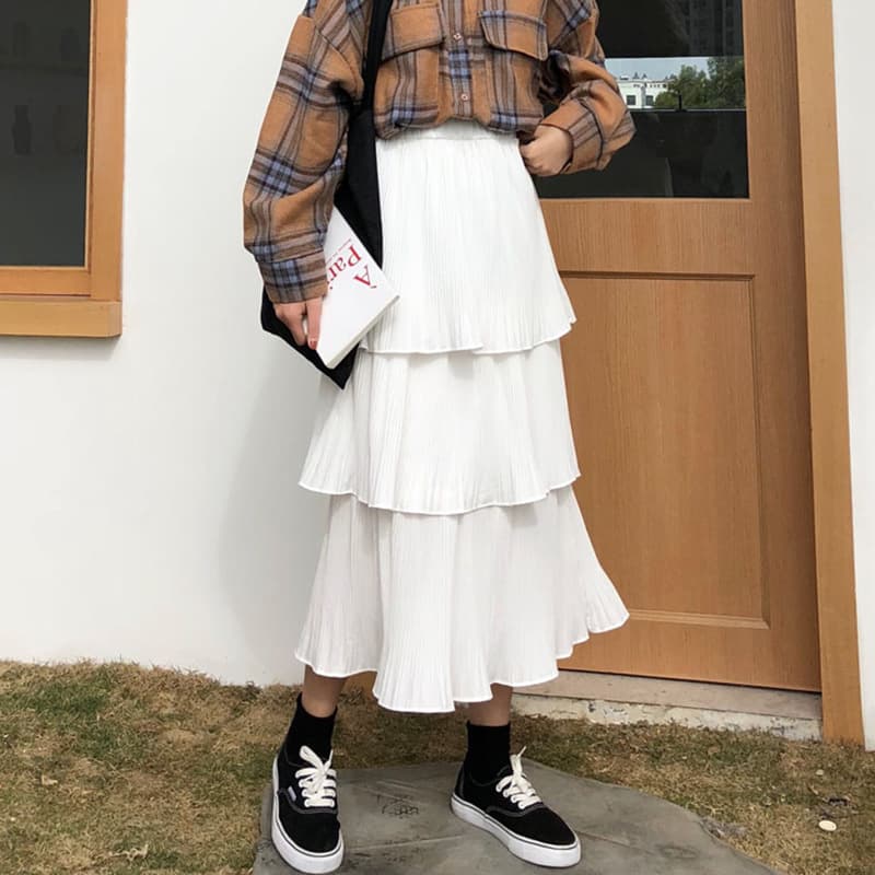 スカート ティアード ティアード重ね フレアラインスカート